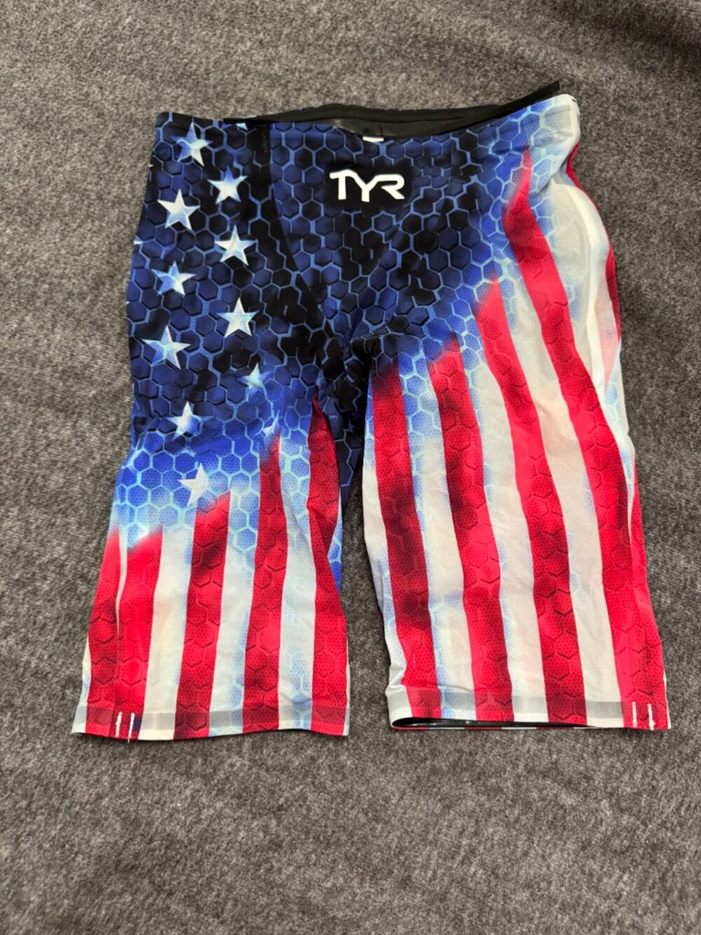 TYR Men’s American Flag Jammer Swim Suit - Red, White, Blue